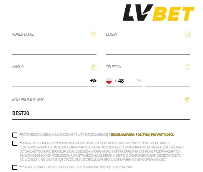 lvbet kod promocyjny rejestracja