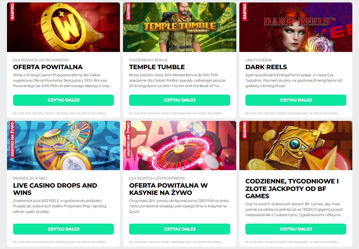promocje dla graczy w Energy Casino z kodem Energy Casino promocje dla graczy